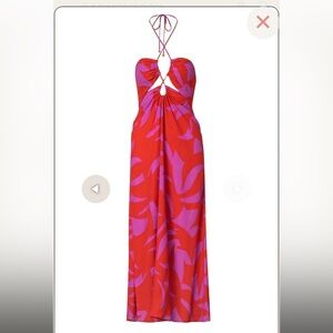 Cala De La Cruz Roge Maxi Midi dress gammi magenta halter cut outs size medium